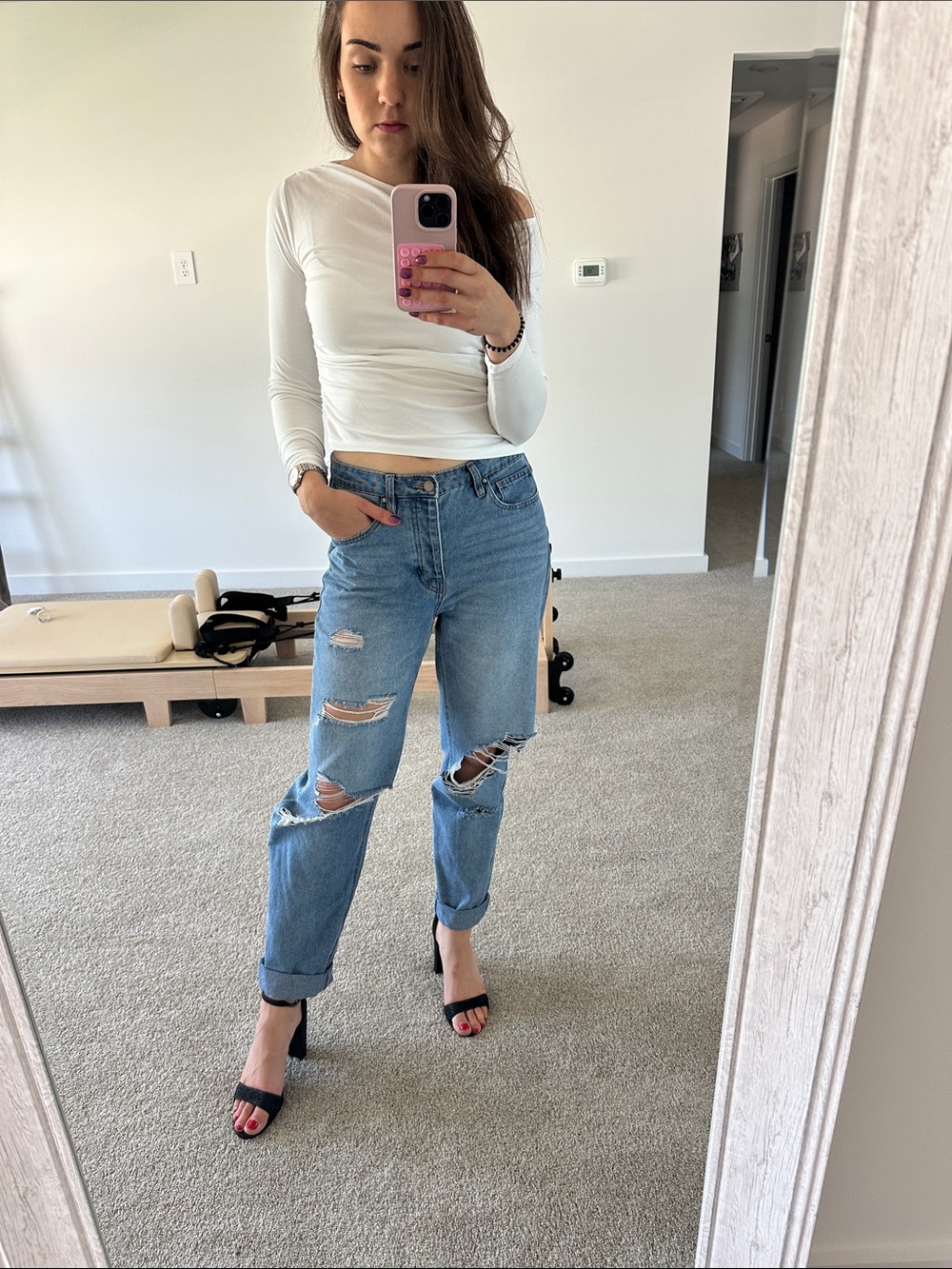 indigo rising Classic Distressed Extra Tall Women's Jeans - Blue 7/28